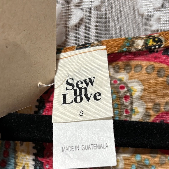 Sew in love mustard and paisley faux wrap top with tie and flutter sleeves - Picture 7 of 8